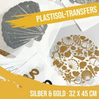 Plastisol-Transfer Silber und Gold inkl. Kleber