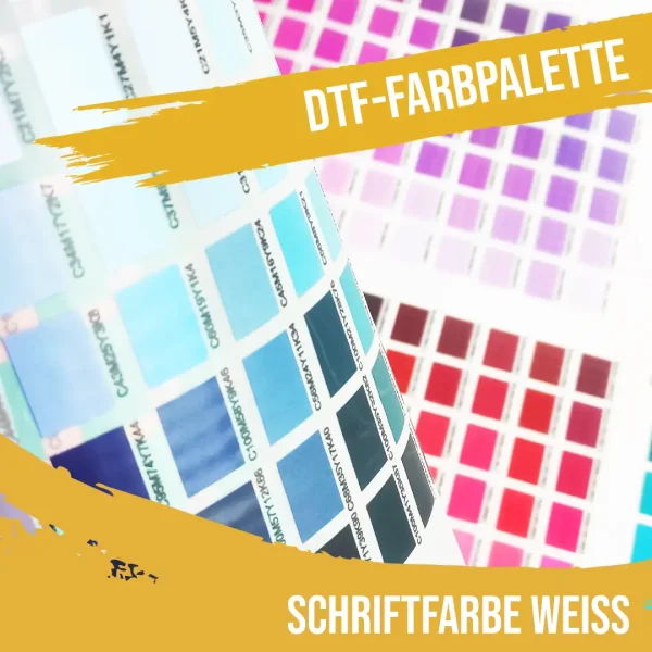 DTF-Farbpalette mit schwarzer Schrift