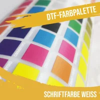 DTF-Farbpalette mit weißer Schrift