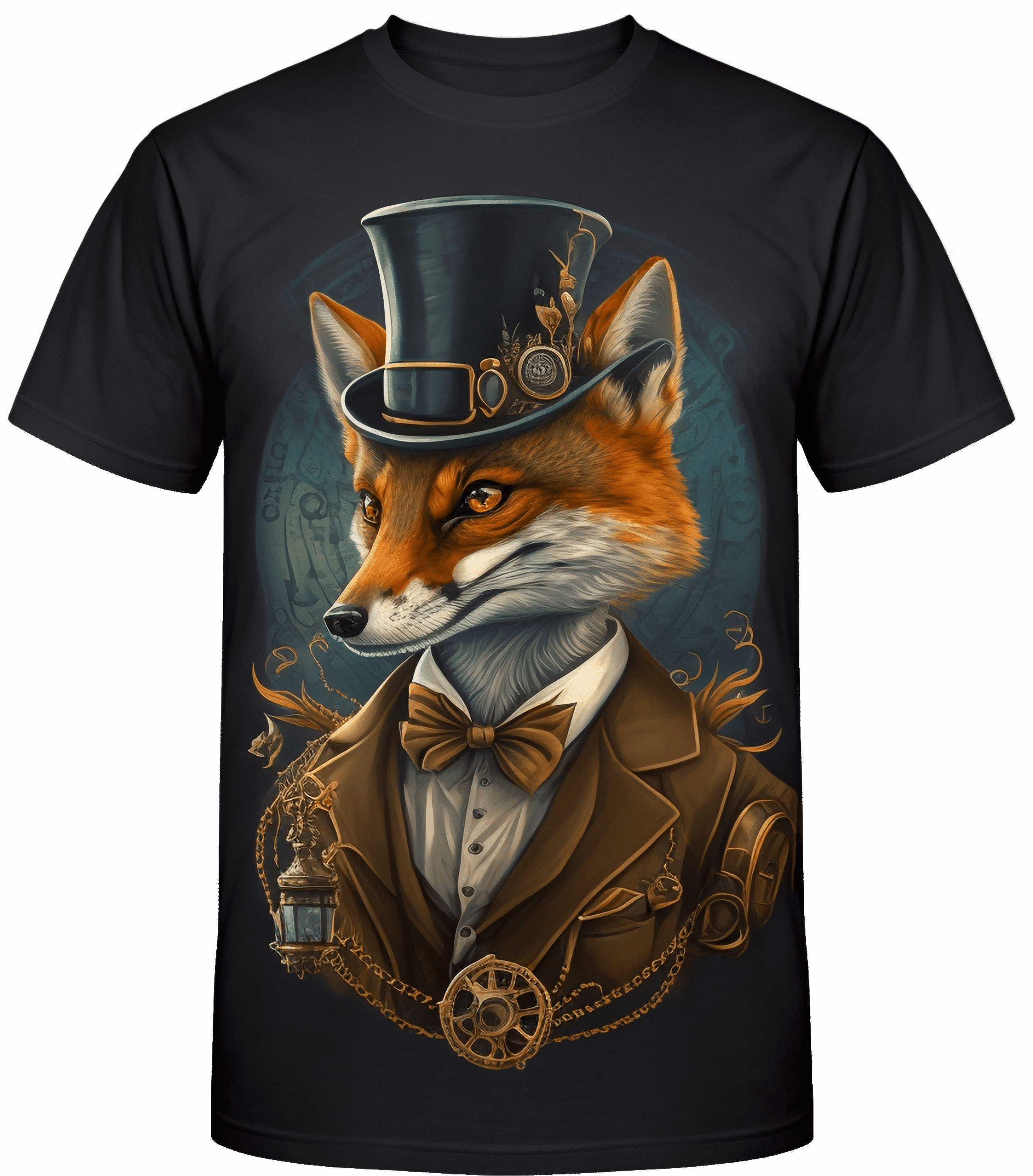 t-shirt-mit-einem-bild-eines-fox-gentlemans-in-einem-wunderschoenen-hut-im-steampunk-stil